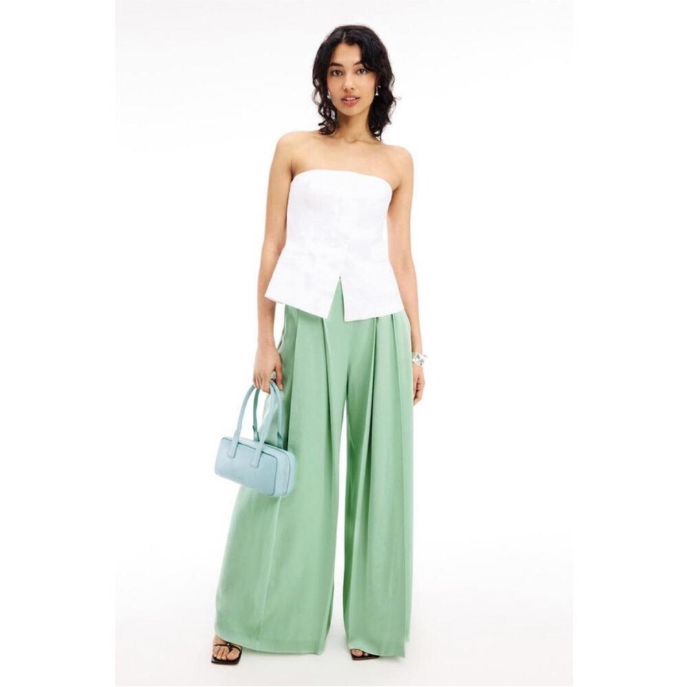 BOSS Tetosta Trousers Green Wide Leg, Size: 2